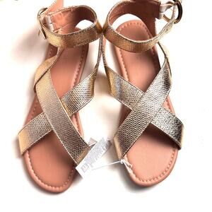 Old Navy Women's Gold Double Cross Strap Sandals Sz 7
